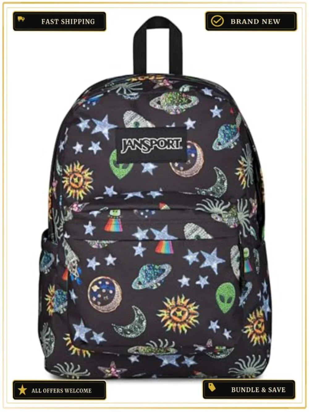 JanSport SuperBreak Plus Backpack 15-Inch Laptop Sleeve Galaxy Glam
